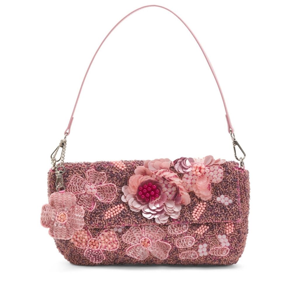 Viral Beaded Bag - Pink Beaded Floral Shoulder Bag - handmade TikTok trend